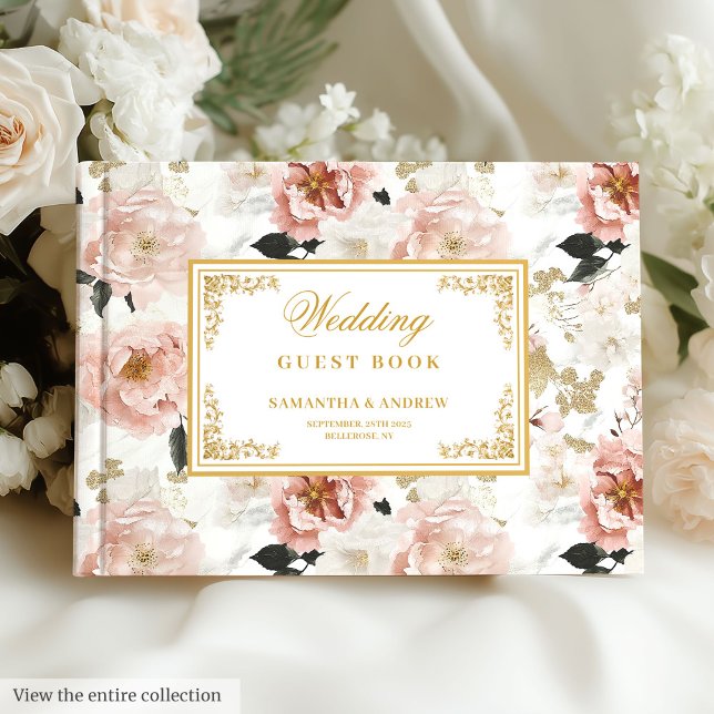 Beautiful boho rose gold floral wedding guest book (Beautiful boho rose gold floral wedding guest book)