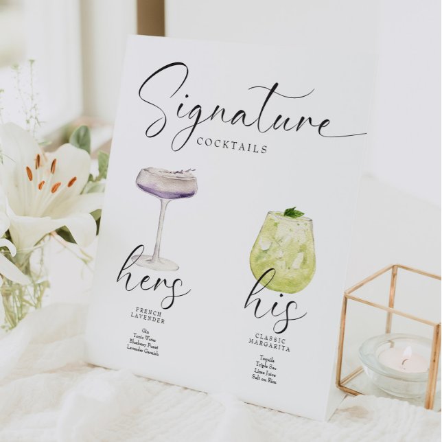Beautiful Boho Signature Drink Wedding Bar Pedestal Sign (Creator Uploaded)