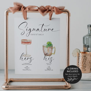 Beautiful Boho Signature Drink Wedding Bar Poster