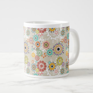 Beautiful Boho styled bright flower patterned Large Coffee Mug