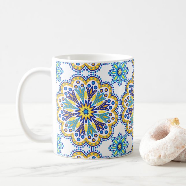 Beautiful Boho Talavera Tile Coffee Mug (With Donut)