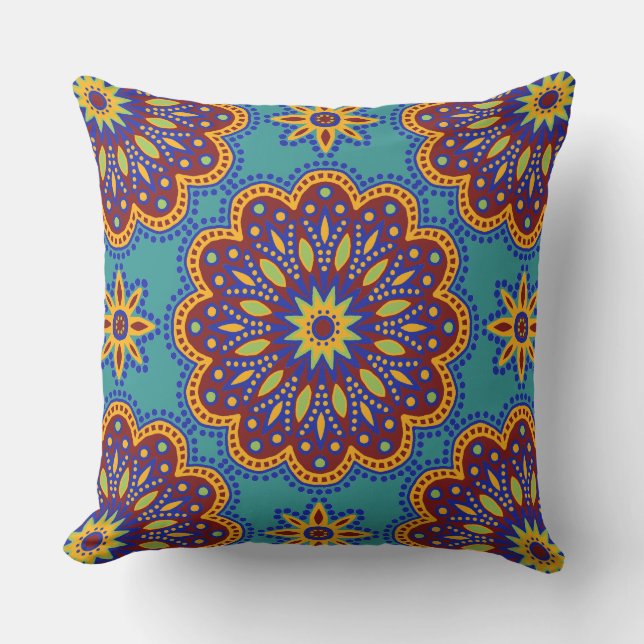 Beautiful Boho Talavera Tile Cushion (Front)