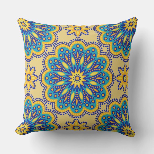 Beautiful Boho Talavera Tile Cushion (Front)
