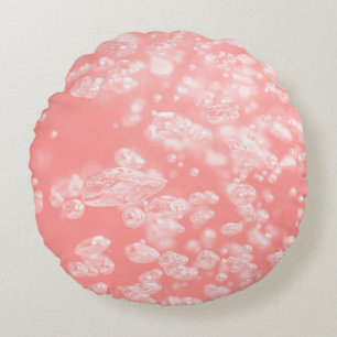 Beautiful bokeh air bubble abstract light pink pas round cushion