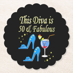 BEAUTIFUL BOLD 50TH BIRTHDAY DESIGN PAPER COASTER