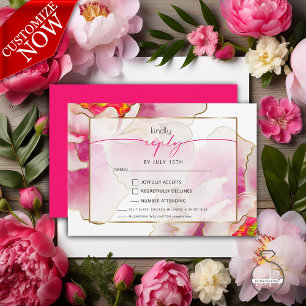 Beautiful Bold Scarlet Peony Meal Choice RSVP Card