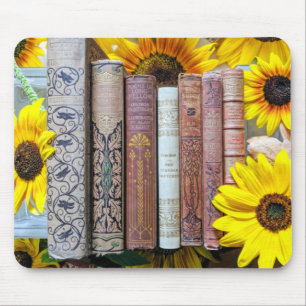 Beautiful Book Spines & Blossoms Mouse Pad
