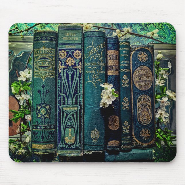 Beautiful Book Spines (Green) Mouse Pad (Front)