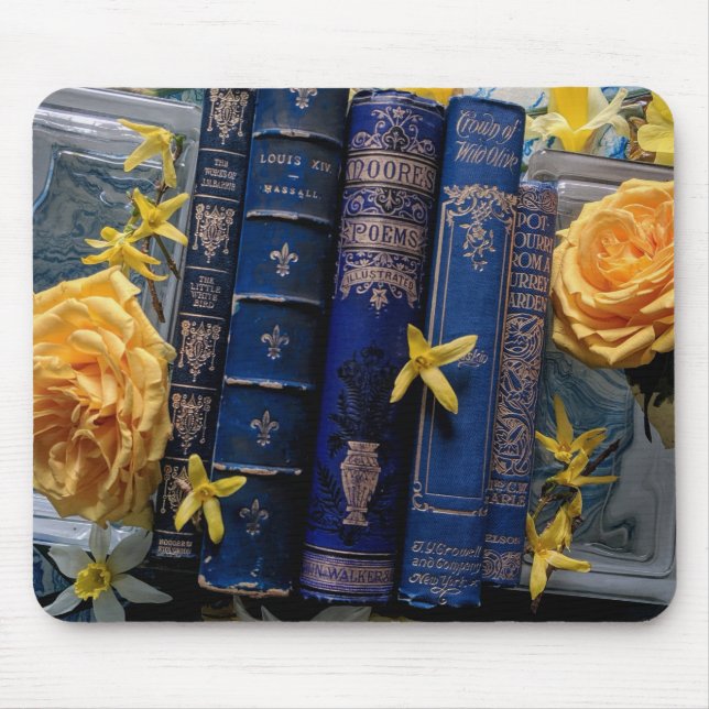 Beautiful Book Spines (roses) Mouse Pad (Front)