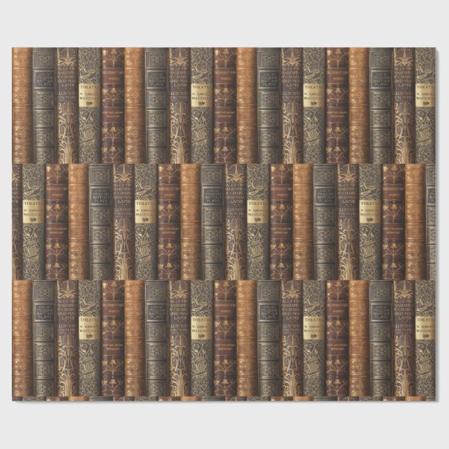 Beautiful Book Spines (Theatre) Wrapping Paper (Flat)