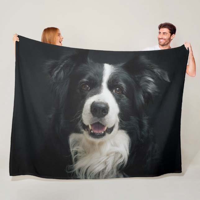 BEAUTIFUL BORDER COLLIE FLEECE BLANKET (In Situ)