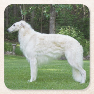 Beautiful Borzoi Square Paper Coaster