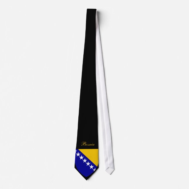 Beautiful Bosnia Herzegovina Flag - Coat Arm Tie (Front)