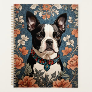 Beautiful Boston Terrier William Morris Inspired Planner