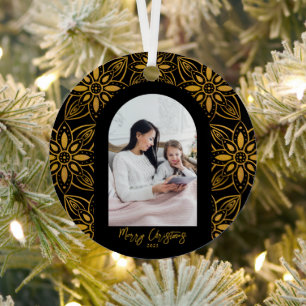 Beautiful Botanical Arch Photo Christmas Black Metal Tree Decoration