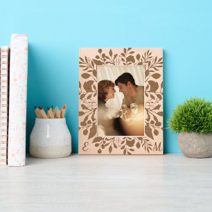 Beautiful Botanical Couple Monogram Anniversary Etched Frames