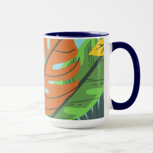 Beautiful botanical creative cute pattern blue mug