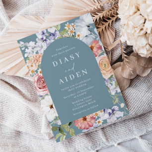 Beautiful Botanical Floral Arch Frame Wedding Invitation