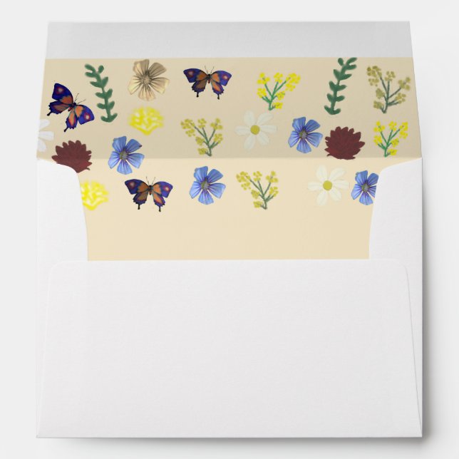 Beautiful Botanical Floral Garden Eggshell Liner Envelope (Back (Bottom))
