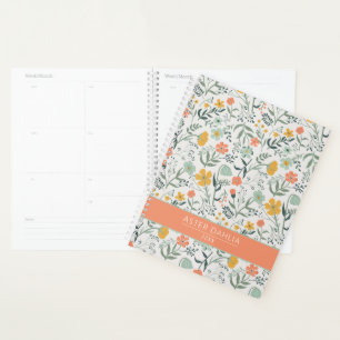 Beautiful Botanical Floral Pattern Customise Name Planner