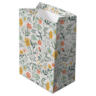 Beautiful Botanical Floral Pattern Medium Gift Bag