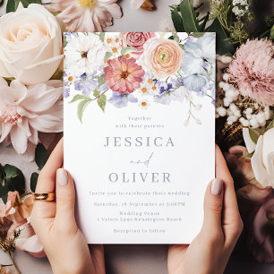 Beautiful Botanical Floral Watercolor Wedding Invitation