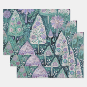Beautiful Botanical Purple and Mint Paper