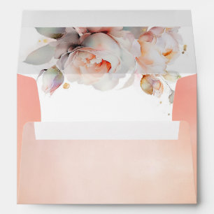 Beautiful Botanical Rose Flowers Elegant Wedding Envelope