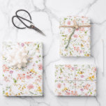 Beautiful Botanical Summer Wildflowers Simple Cute Wrapping Paper Sheet<br><div class="desc">Summer wildflowers wrapping paper sheets</div>