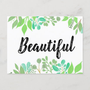 Beautiful botanical watercolor art print postcard