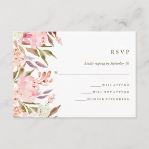 Beautiful Botanical Watercolor Floral Wedding RSVP Card
