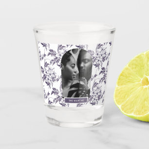 Beautiful Botanical Wedding Photo Arch with Name Shot Glass