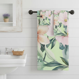 Beautiful Botanical Wildflowers and Hummingbird Bath Towel Set