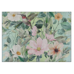 Beautiful Botanical Wildflowers and Hummingbird Cutting Board