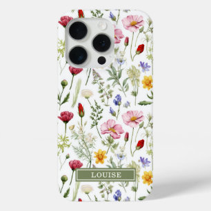 Beautiful Botanical Wildflowers Name iPhone 15 Pro Case