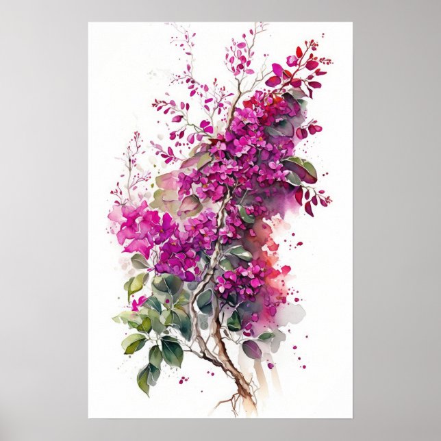 Beautiful Bougainvillea Watercolor Poster (Front)