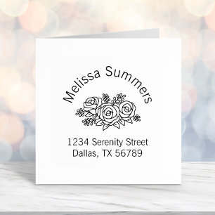 Beautiful Bouquet of Rose Flowers Arch Address Self-inking Stamp