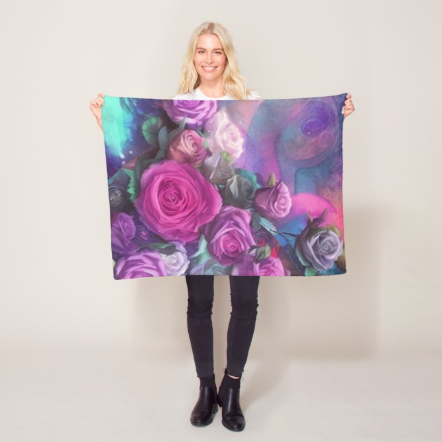 Beautiful bouquet of roses  fleece blanket (In Situ)