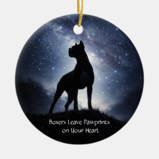 Beautiful Boxer Dog Christmas Ceramic Ornament