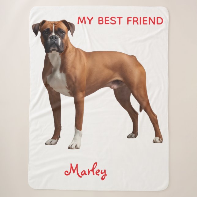 Beautiful Boxer Personalised Sherpa Blanket (Front)