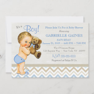 Beautiful Boy Baby Shower Invitation Personalised
