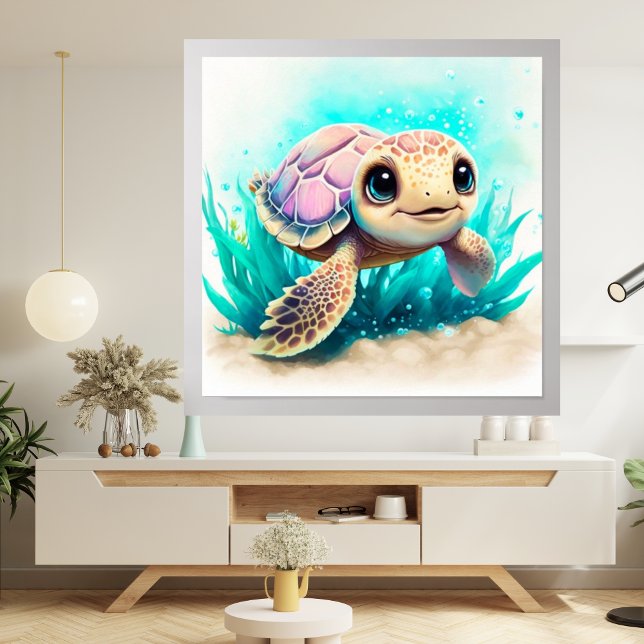 Beautiful Boy Ocean Sea Cute Turtle Colourful Gift Poster (Creator Uploaded)