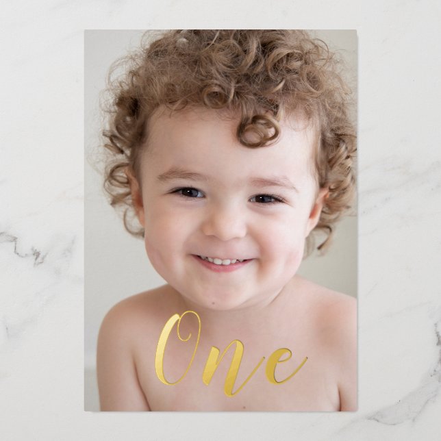 Beautiful Boys 1st Birthday Party Photo & Gold (Front)