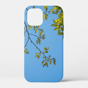 beautiful branch with green and yellow leaves hug iPhone 12 mini case