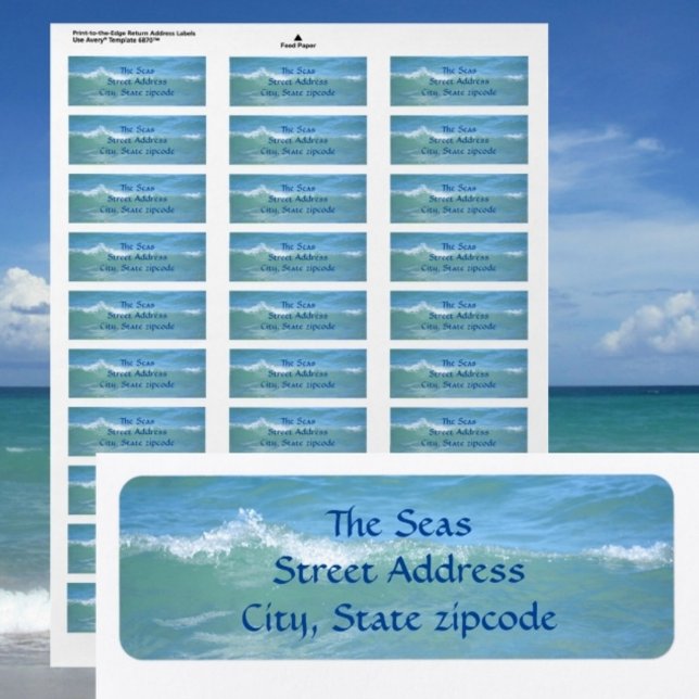Beautiful Breaking Wave Aqua Blue Return Address Label (Creator Uploaded)