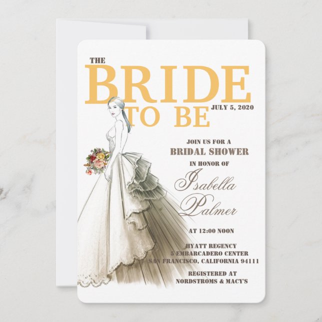 Beautiful Bridal Drawing Bridal Shower Invitation (Front)