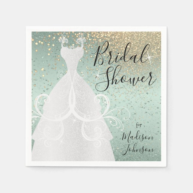 Beautiful Bridal Shower - Mint Green Napkin (Front)