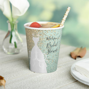 Beautiful Bridal Shower - Mint Green  Paper Cups
