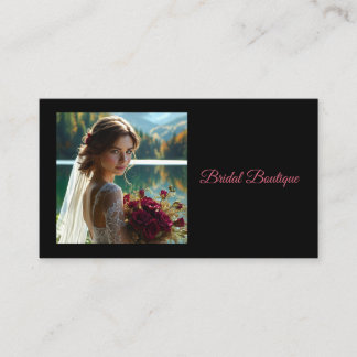 Beautiful Bride by a Scenic Autumn Lake Business Card