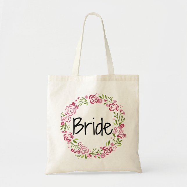 Beautiful Bride Floral Tote Bag (Front)